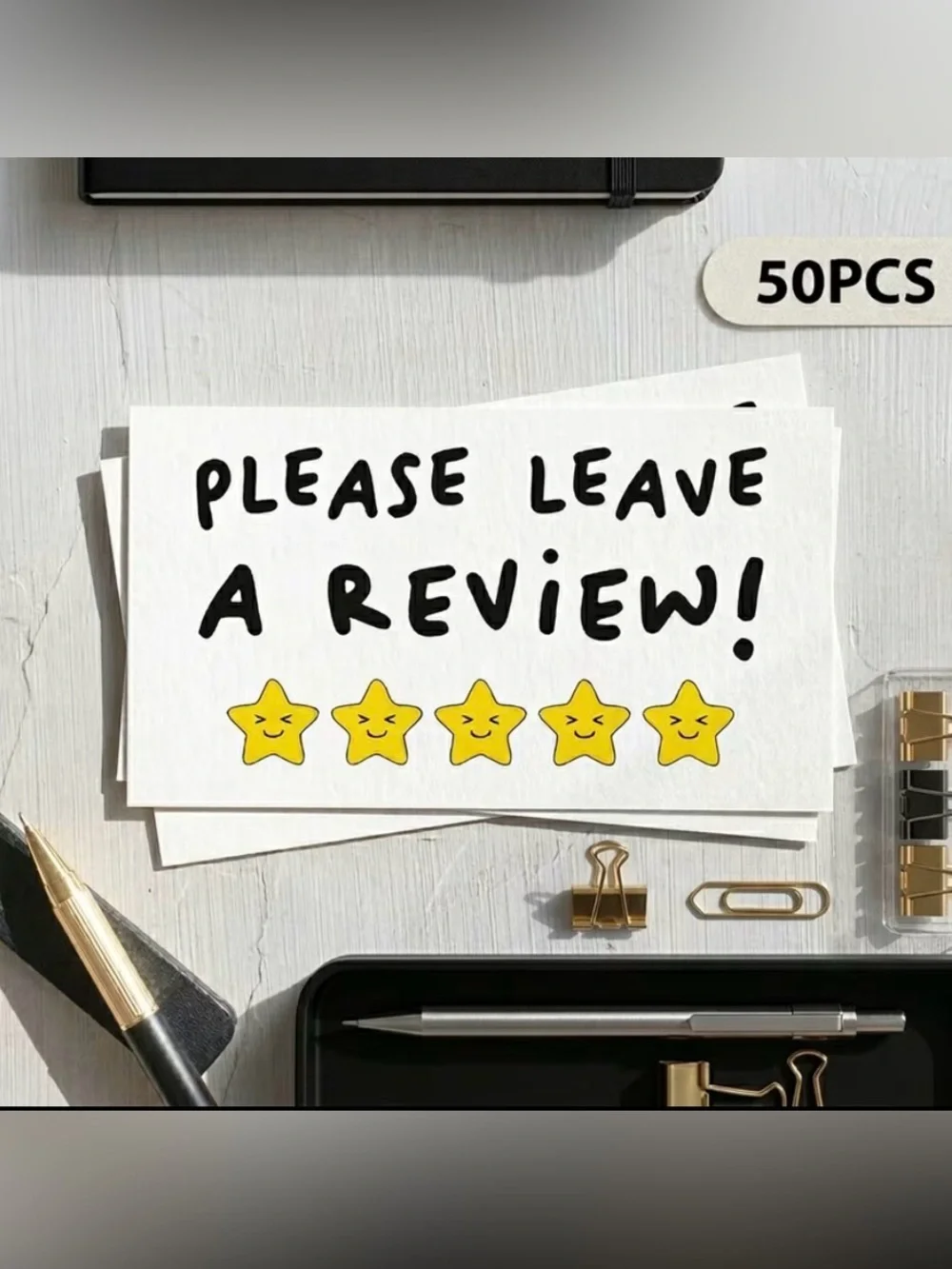 Please Leave a Review! Notecards with Yellow Star Rating
